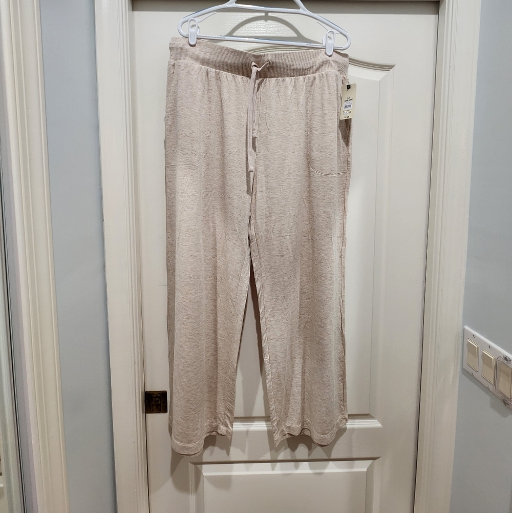 Relaxed Wide-Leg Lounge Pants - Beige. Terra-Sky